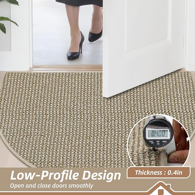 BEQHAUSE Dirt Trapper Door Mat 24" x 36" Half Circle Non-Slip Washable Doormats
