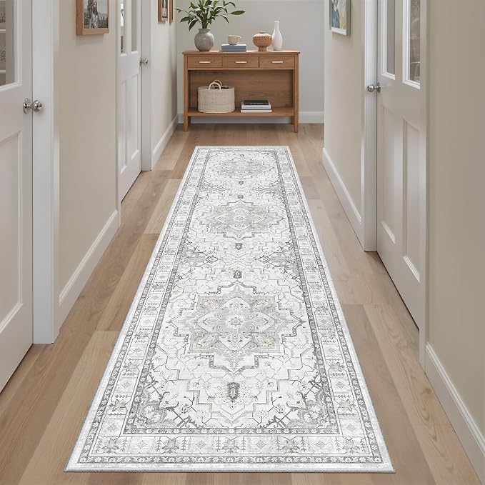 Madane Runner Rug 2x8, Washable Hallway Runner Rugs, Non-Slip Low-Pile Soft