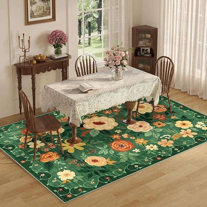 DUKINO 8x10 Area Rug, Floral Rugs