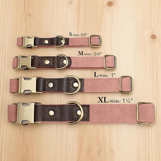 Didog Soft PU Leather Dog Collar for Large Dogs,Classic Adjustable Wide Pink Dog Collars with Quick Release Metal Buckle,Easy Clean and Comfortable with Nylon Lining,Pink,XL Neck 20-27", Width 1.2"