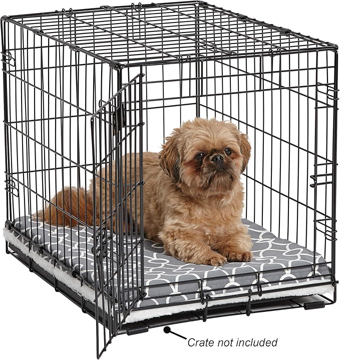 Midwest Homes for PetsQuiet Time Teflon Defender Dog Beds; Pet Beds Designed to Fit Folding Metal Dog Crates, Gray & White Geometric Pattern, 24-Inch