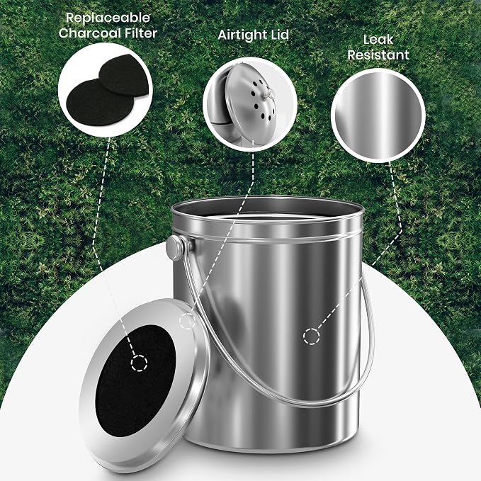 Utopia Kitchen Indoor Compost Bin Kitchen, Odorless Composting