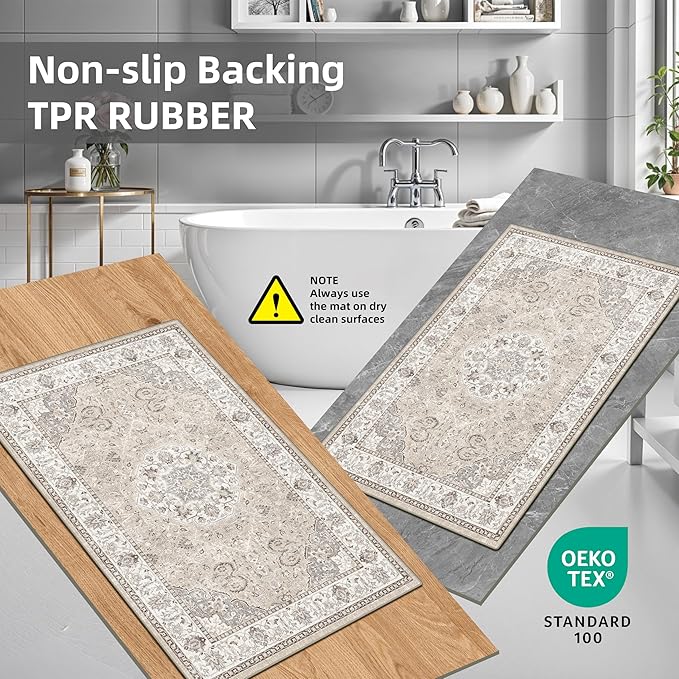 2-Piece Kitchen Runner Rug Set: Washable Non-Slip Floor Mats