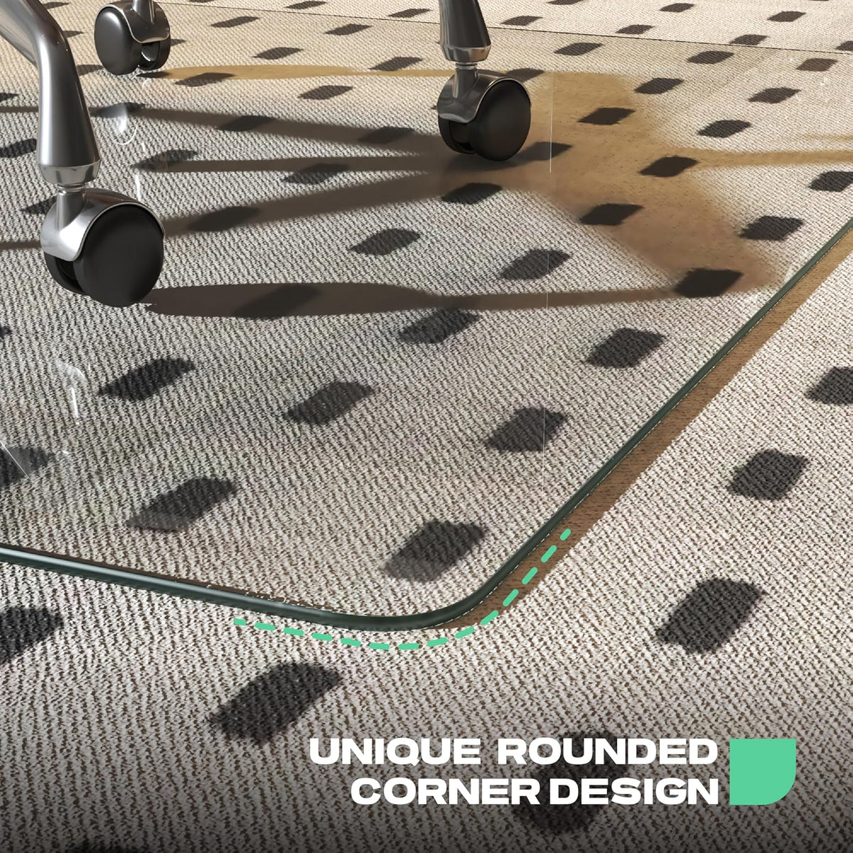 Tempered Glass Office Chair Mat, 48" x 30" Heavy Duty Chair Mat for Carpet, 1,000lb, Glides Smoothly, Polished Edge, Transparent, Easy Clean, Protector Mats for Hardwood Floors Carpet