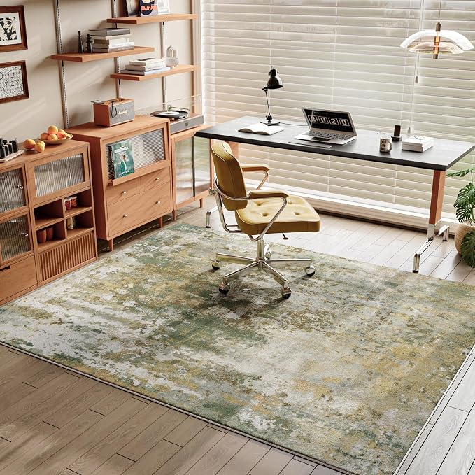 Entryway Rug 3x5 Green Door Mat Indoor Entrance 36x60, Washable Small Throw Rugs