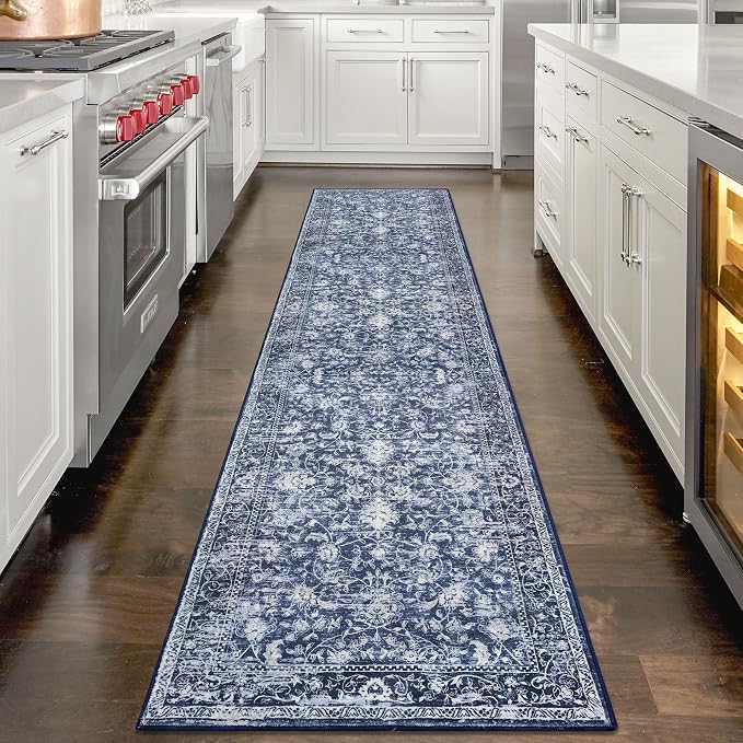KILOCOCO Hallway Runner 2x7 Rug Runner Printed Vintage Floral Washable Kitchen