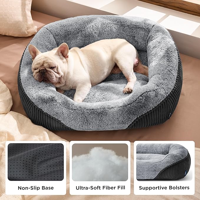 Bedsure Donut Medium Dog Bed and Washable Dog Bed