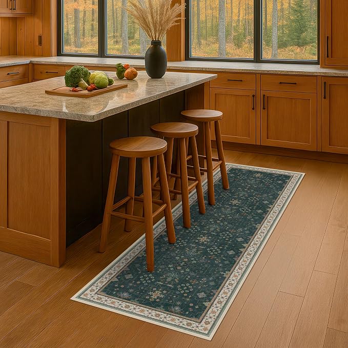 Dark Green 2x5 Kitchen Rug