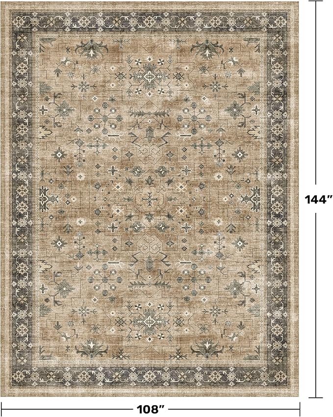 Warm Taupe Sage 9x12 Living Room Rug