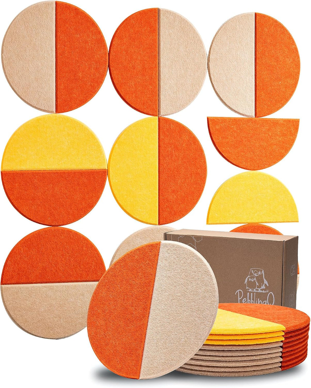 Semi-Circular Felt Wall Tiles for Bulletin Boards, Dusk