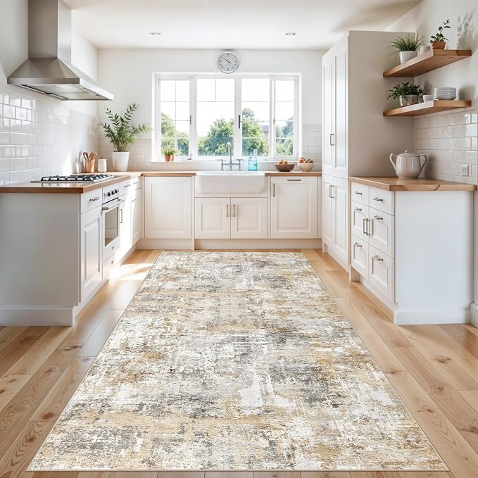4x10 ft Extra Wide Hallway Rug – Non-Slip Washable Rubber-Backed Large Carpet