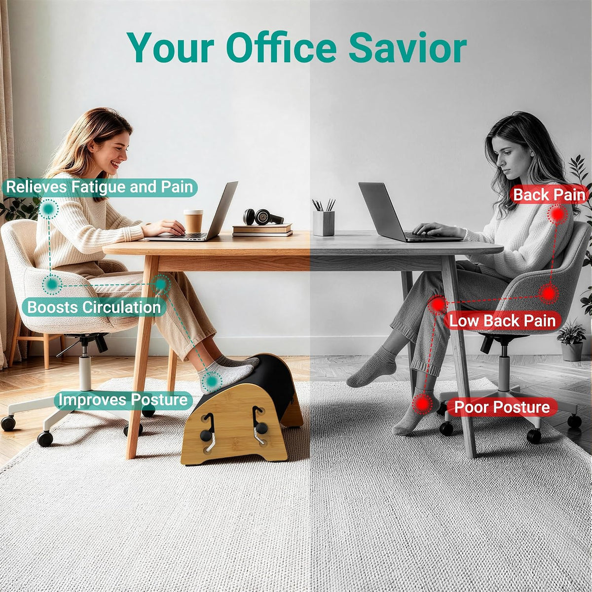 YEASHEIN Adjustable Office Foot Rest Under Desk at Work with 8 Positions