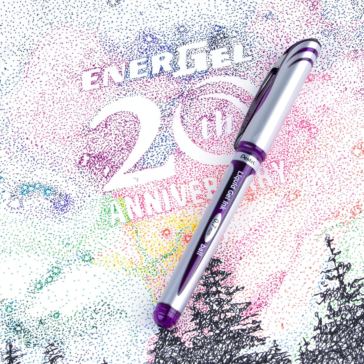 Pentel ENER-GEL Deluxe Liquid Gel Pen, Medium Line, Metal Tip, Violet Ink, Box of 12 (BL57-V)