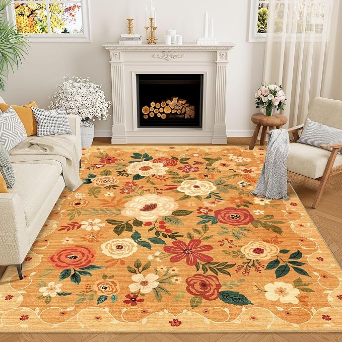 DUKINO 6x9 Area Rug, Floral Rugs