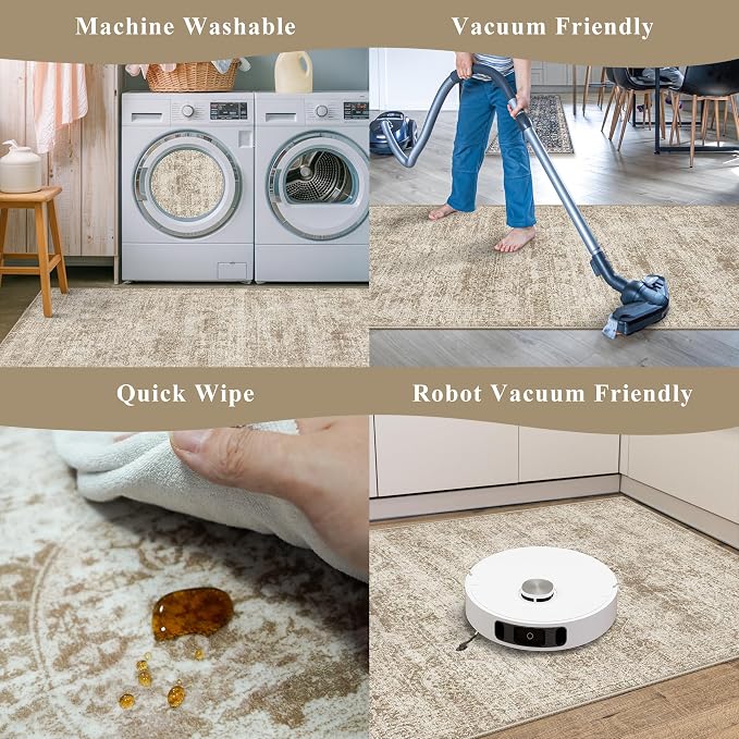 Kitchen Rugs Sets of 3, Washable Non-Slip Kitchen Mats