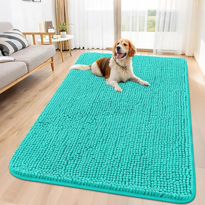 Smiry Dog Door Mat for Muddy Paws 59x32, Absorbent Dirt Trapper, Non-Slip