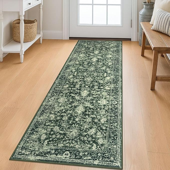 KILOCOCO Hallway Runner 2x6 Rug Runner Printed Vintage Floral Washable Kitchen