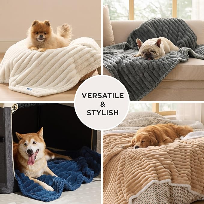 Bedsure ComfyFleece Orthopedic Dog Bed with Waterproof Dog Blanket for Extra Large Dogs, Grey