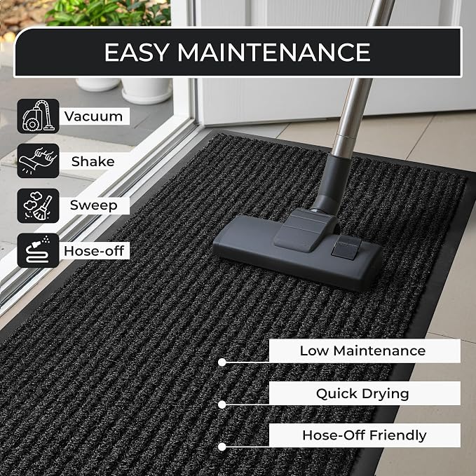 4 Pack Charcoal Commercial Door Mat 3'x5' Heavy Duty Industrial Floor Mat