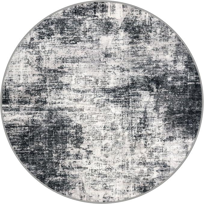 IOHOUZE Abstract Round Area Rug 6 Ft Washable Circle Rugs Large Round Rug Non