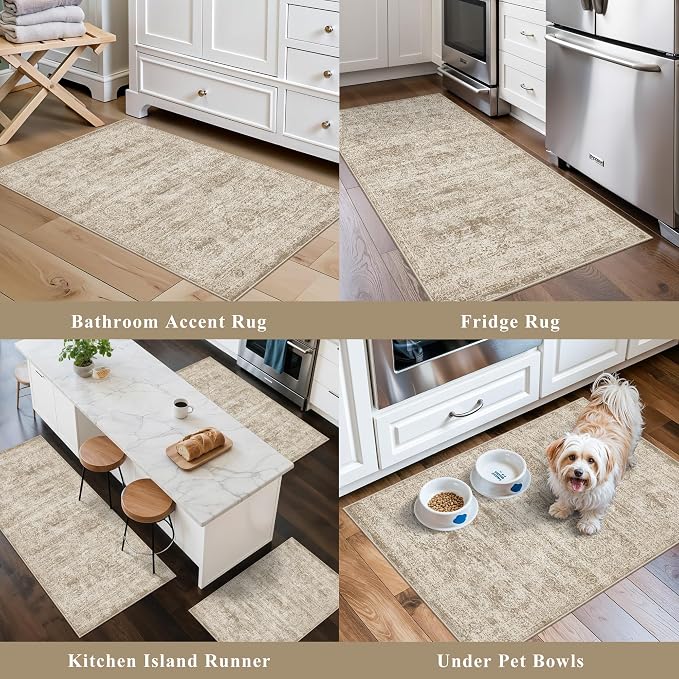 Kitchen Rugs Sets of 3, Washable Non-Slip Kitchen Mats