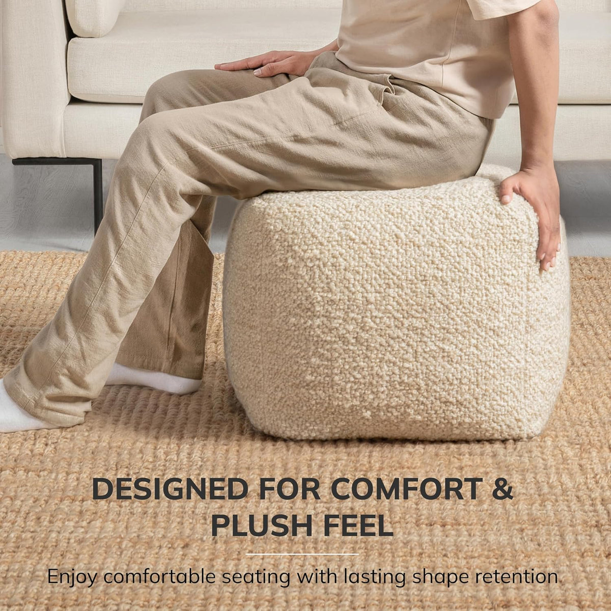 Anji Mountain 16" H x 16" W Handmade Pouf Ottoman for Living Room & Couch