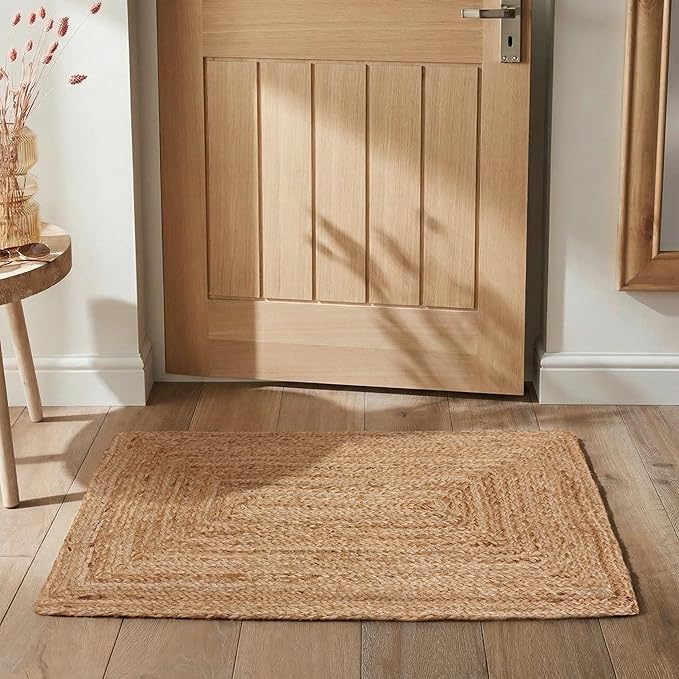 Hausattire Hand Woven Jute Braided Rug, Reversible Boho Entry Area Rugs