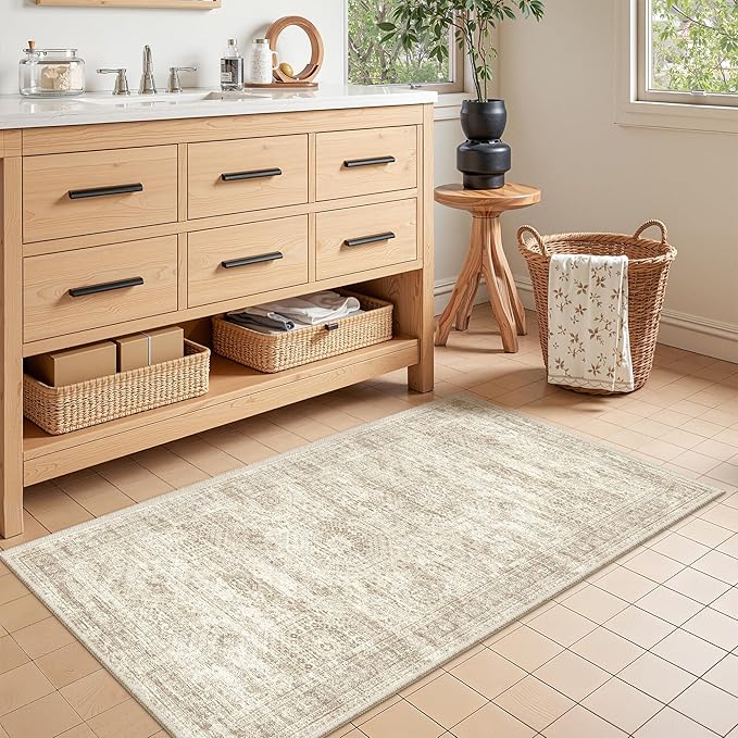 2x4 Washable Rug Runner for Bathroom, Soft Entryway Rug for Laundry Room