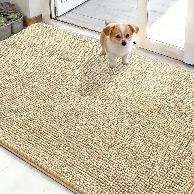 OLANLY Dog Door Mat for Muddy Paws 50x30, Absorbs Moisture and Dirt, Absorbent