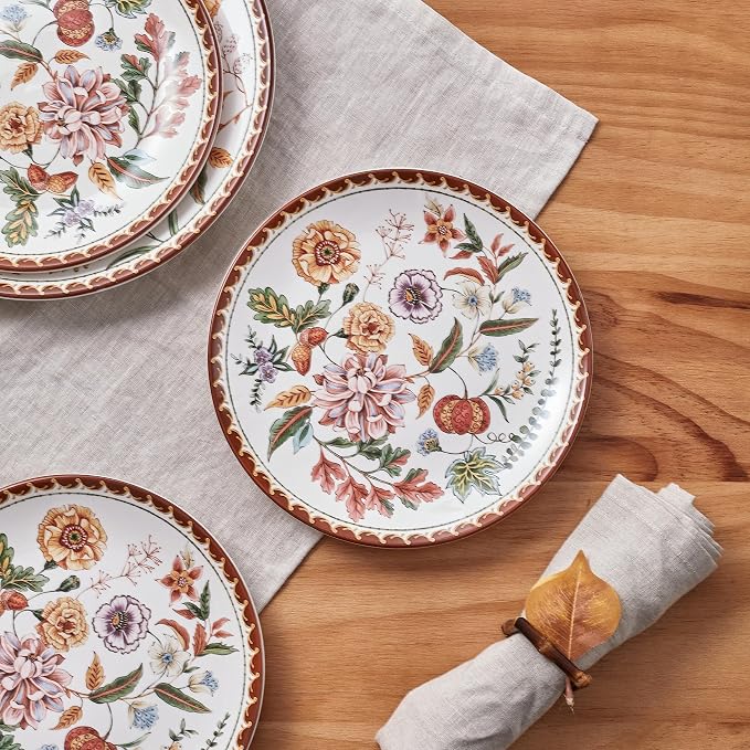 Bico Blooming Moment Salad Plates Set of 4, 8.75 Inch Ceramic Dessert Plates