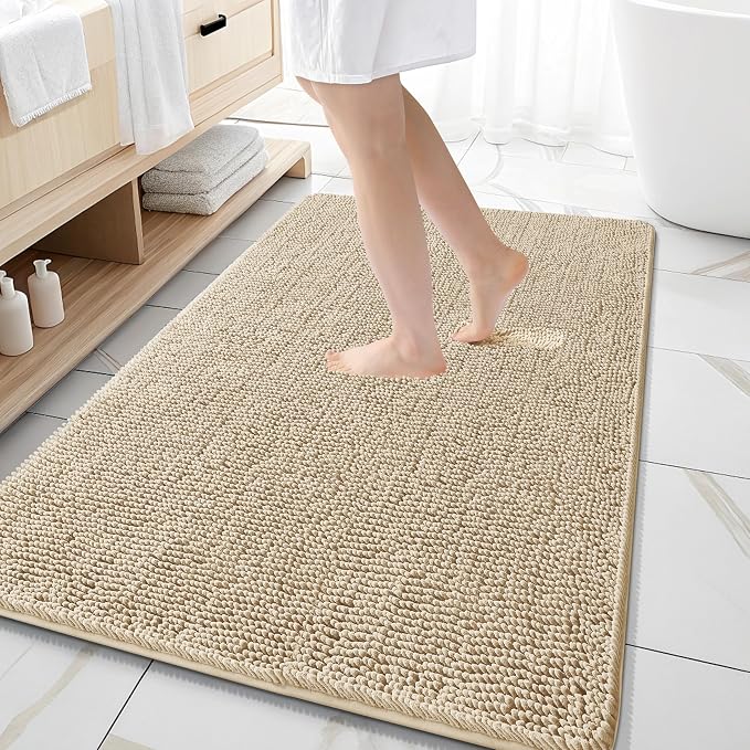 OLANLY Large Bathroom Rugs 59x35, Extra Soft Absorbent Chenille Bath Rugs