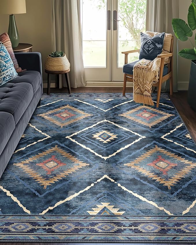 BESTSWEETIE Area Rug 5x7 Rug Machine Washable Non-Slip Low Pile Print Pattern