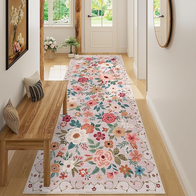 DUKINO 3x8 Runner Rug, Washable Rug