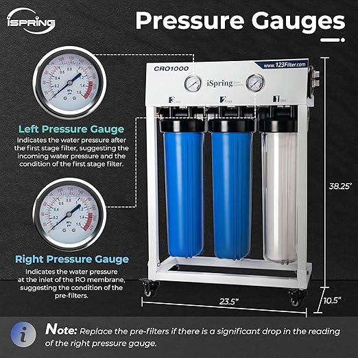 iSpring CRO1000 4-Stage Tankless Commercial Reverse Osmosis Water Filtration
