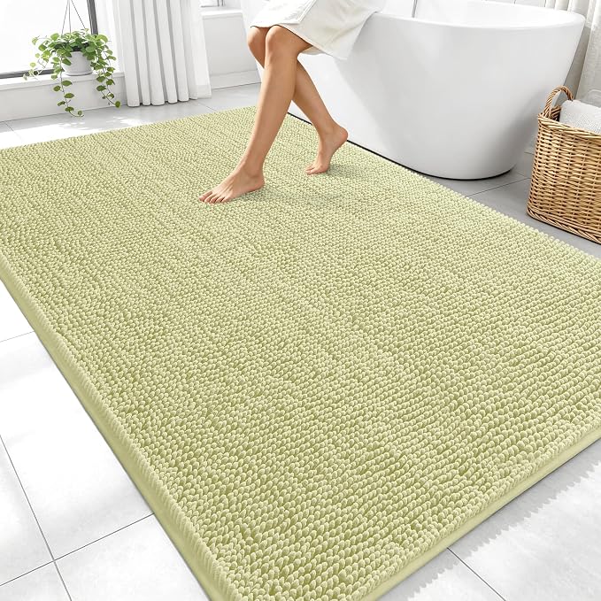 OLANLY Large Bathroom Rugs 70x46, Extra Soft Absorbent Chenille Bath Rugs
