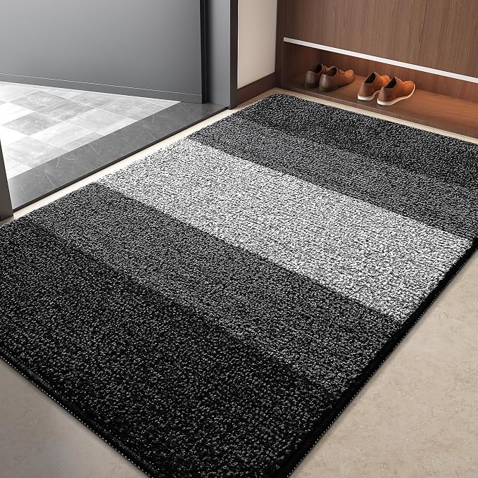 Kitinjoy Indoor Outdoor Door Mat, 40x32 Non-Slip Absorbent Dirt Trapper