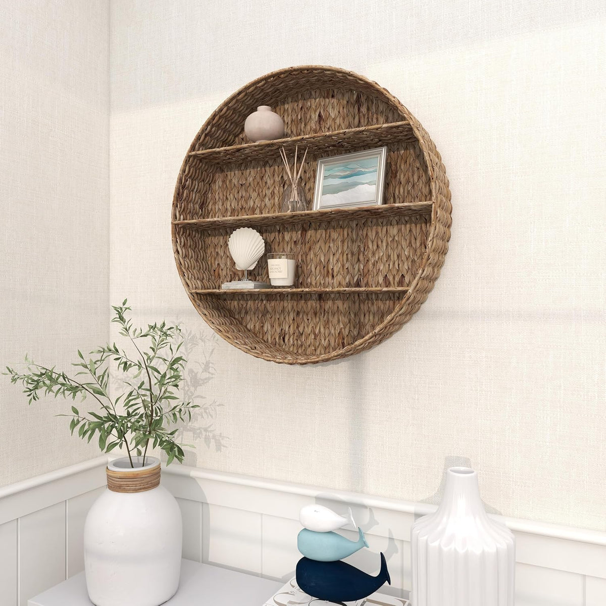 deco 79 Dried Plant Wall Shelf, Shelf 24" x 6" x 24", Brown