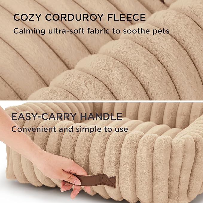 Bedsure Cute Dog Bed for Small Medium Dogs 25x21x7inches Waterproof Dog Blankets for Small Dogs 25"x35" Tuscan Beige