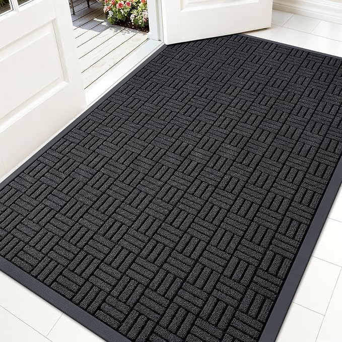 OLANLY Front Door Mat Outside Entrance 59x34, Heavy Duty Sturdy Natural Rubber
