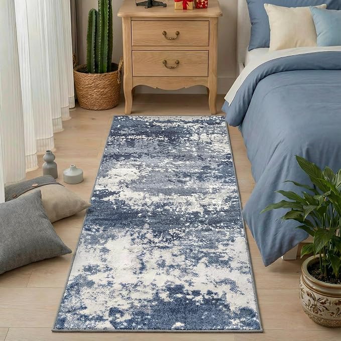 2x5 Blue Rug Runners for Hallways Kitchen Non Slip Washable Entryway Runner Rugs