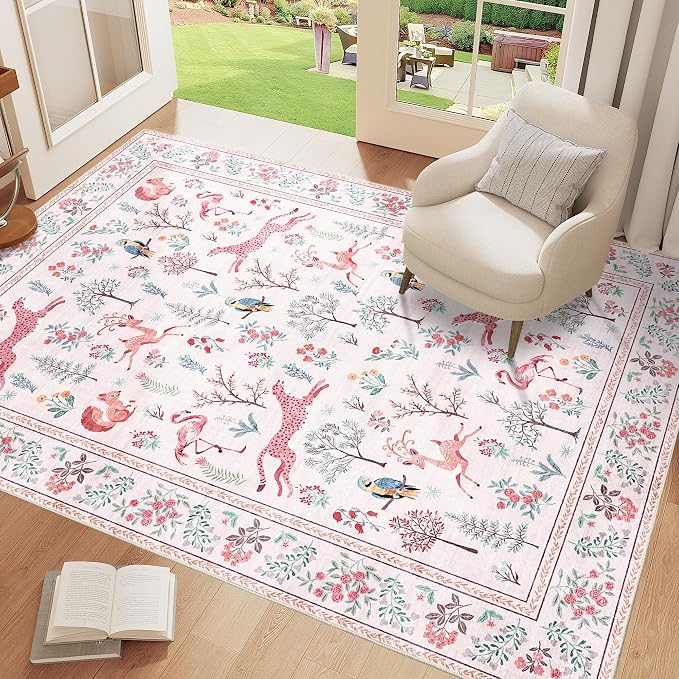 DUKINO 4x6 Rug, Washable Animal Area Rug