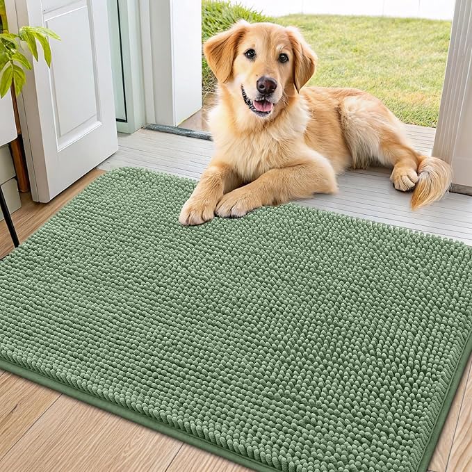 Smiry Dog Door Mat for Muddy Paws 36x24, Absorbent Dirt Trapper, Non-Slip