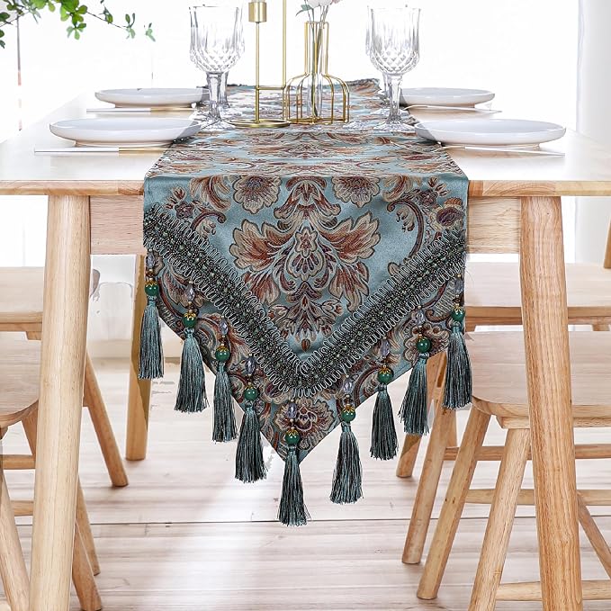 Luxury Vintage Table Runner Embroidery Jacquard Fabric