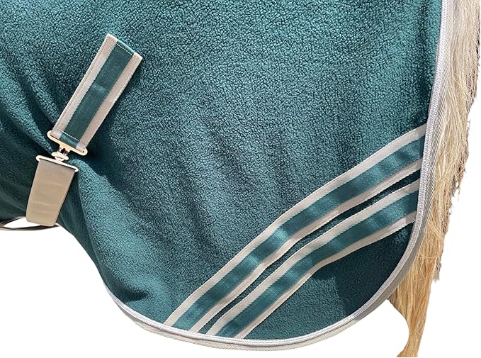 Majestic Ally Anti Pill Fleece Horse Blanket/Sheet with Silver Braided Rope (Hunter Green, 82)
