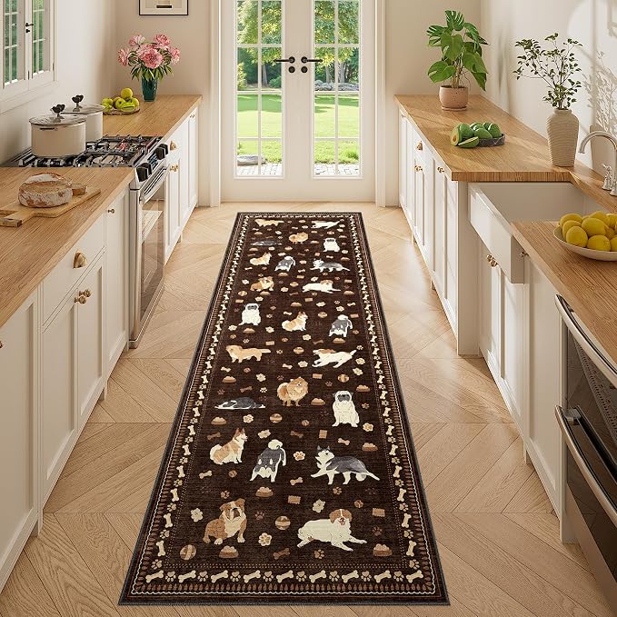 DUKINO 2x6 Washable Runner Rug for Hallway, Non Slip Animal Dog Kitchen Rug