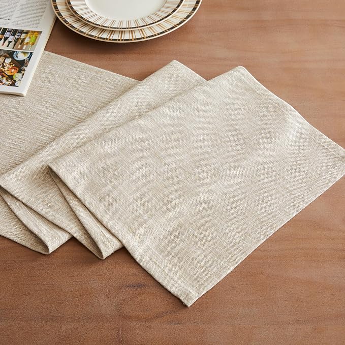 Rustic Cotton Linen Table Runner, 13x90 Inches Taupe | Farmhouse Style Linen