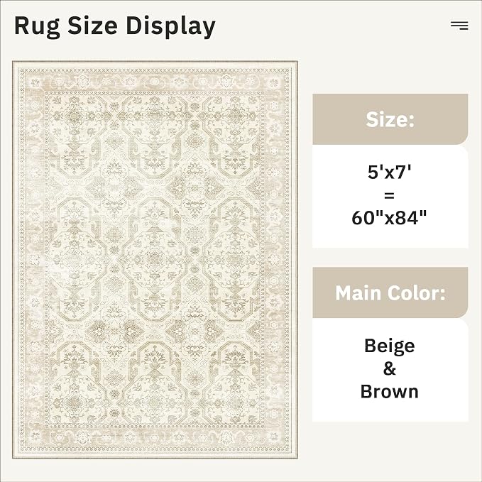 Soalmost Area Rugs 5x7, Washable Rug, Stain Resistant 5x7 Area Rugs