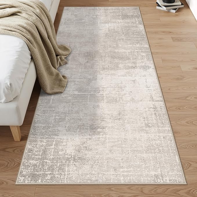 3x7 Washable Hallway Runner Rug: Abstract Stain Resistant Kitchen Rug Farmhouse