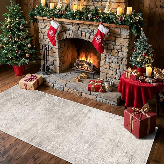 Washable 2x6 Thin Runner Rug: Abstract Soft Entryway Doormat Water-Resistan