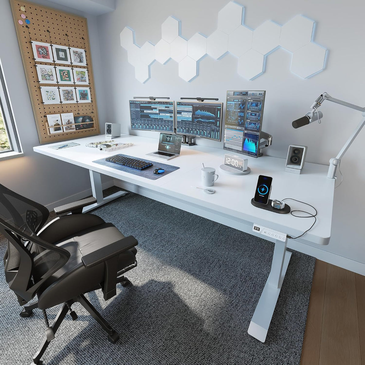 FEZIBO Standing Desk 83 × 37 Inch Electric Height Adjustable, White